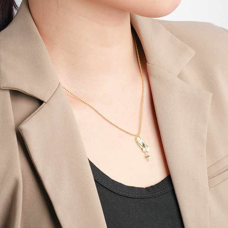 Collar De Cruz De Mano De Oración De Cobre al por mayor